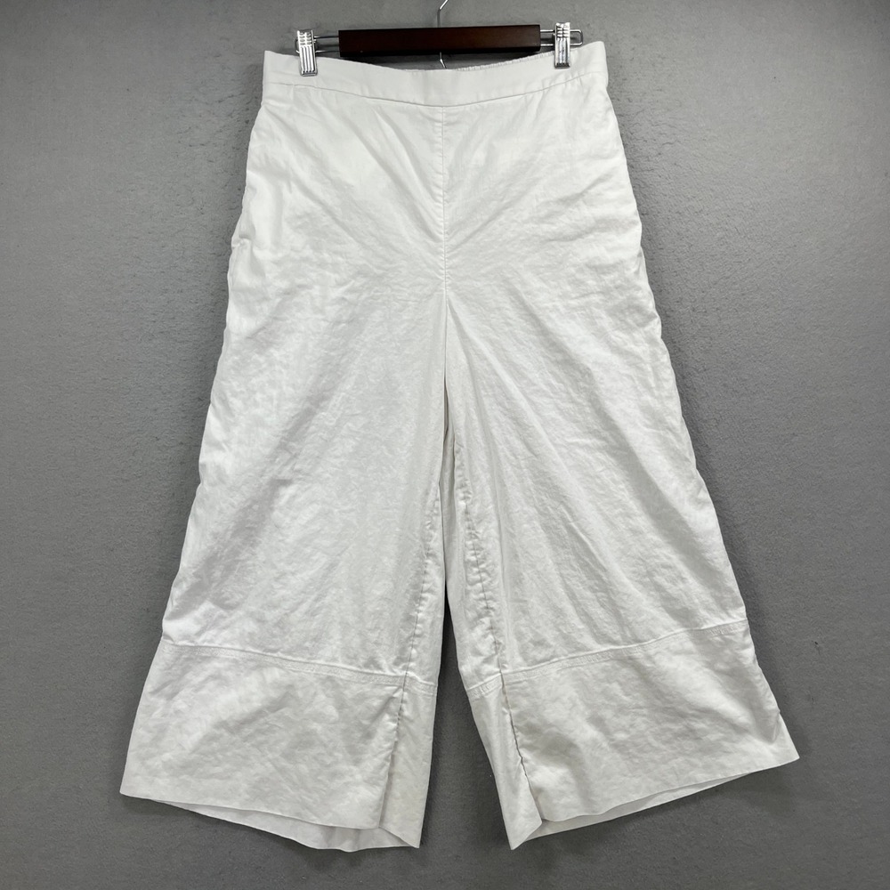 Banana Republic Pants Womens Medium White Linen Blend Wide Baggy Cropped Coastal